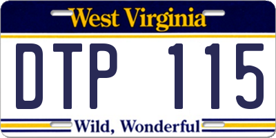 WV license plate DTP115