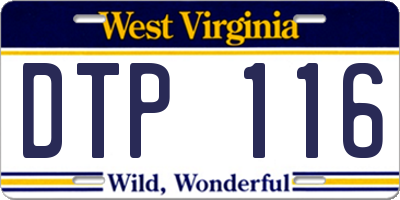 WV license plate DTP116