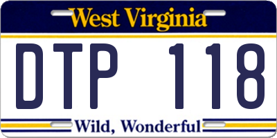 WV license plate DTP118