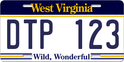 WV license plate DTP123