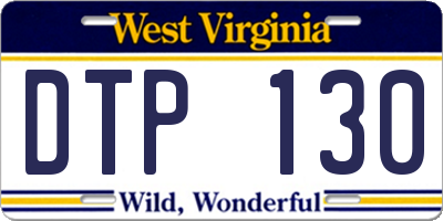 WV license plate DTP130