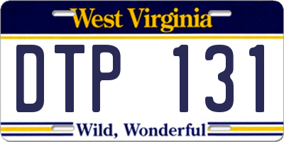 WV license plate DTP131