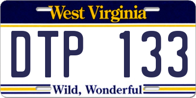 WV license plate DTP133