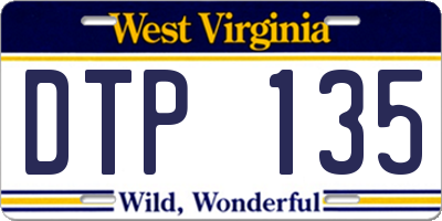 WV license plate DTP135