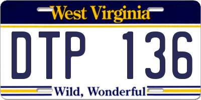 WV license plate DTP136