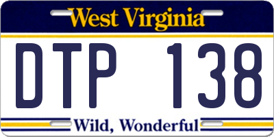 WV license plate DTP138