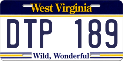 WV license plate DTP189