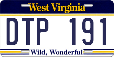 WV license plate DTP191