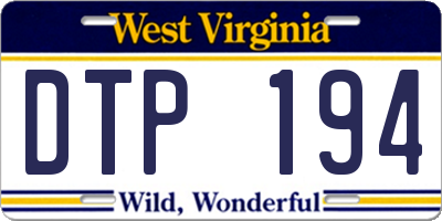 WV license plate DTP194