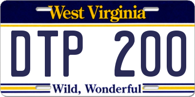 WV license plate DTP200