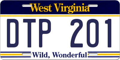 WV license plate DTP201