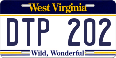 WV license plate DTP202