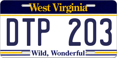 WV license plate DTP203