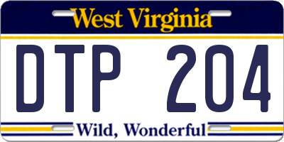 WV license plate DTP204