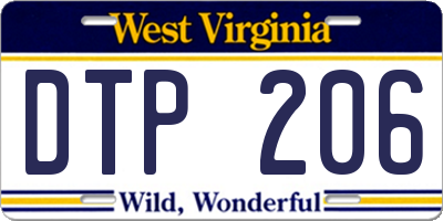 WV license plate DTP206