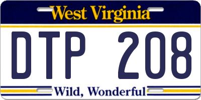 WV license plate DTP208