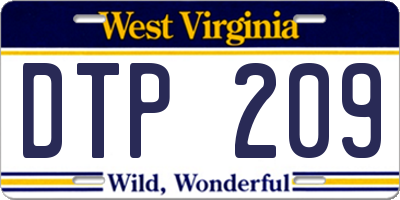 WV license plate DTP209