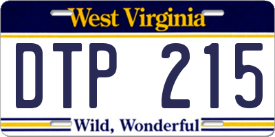 WV license plate DTP215