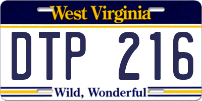 WV license plate DTP216