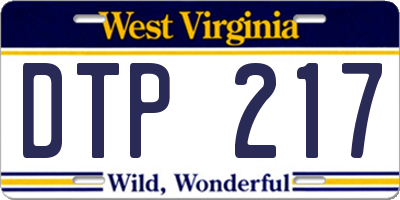 WV license plate DTP217