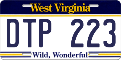 WV license plate DTP223
