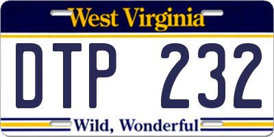WV license plate DTP232