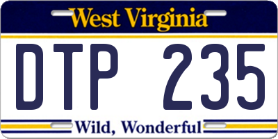 WV license plate DTP235