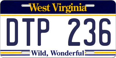 WV license plate DTP236