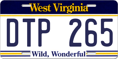 WV license plate DTP265