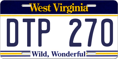 WV license plate DTP270