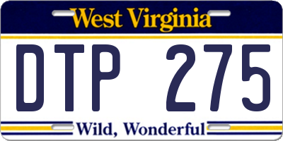 WV license plate DTP275