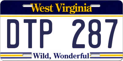 WV license plate DTP287