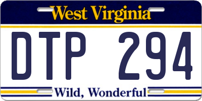 WV license plate DTP294