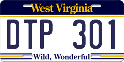 WV license plate DTP301