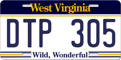 WV license plate DTP305