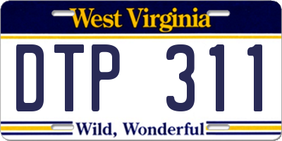WV license plate DTP311