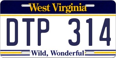 WV license plate DTP314