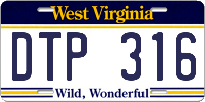 WV license plate DTP316