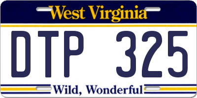 WV license plate DTP325