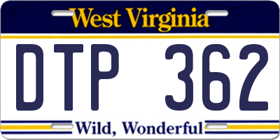 WV license plate DTP362