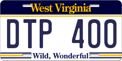 WV license plate DTP400