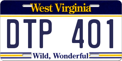 WV license plate DTP401