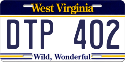 WV license plate DTP402