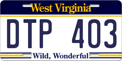 WV license plate DTP403