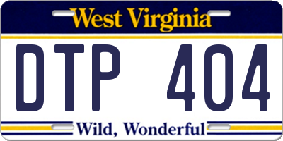 WV license plate DTP404