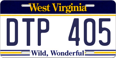 WV license plate DTP405