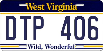 WV license plate DTP406