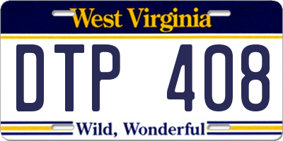 WV license plate DTP408