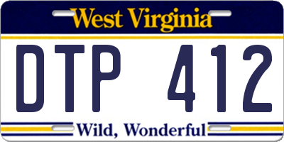 WV license plate DTP412
