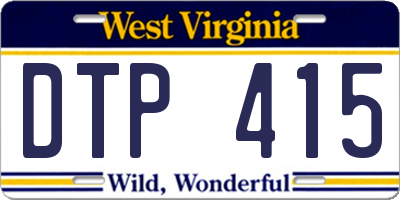 WV license plate DTP415